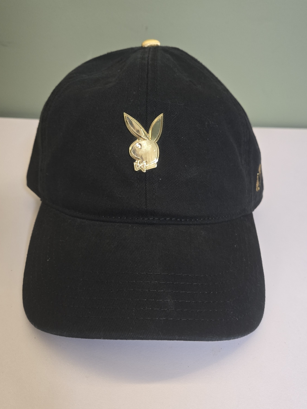 Playboy x Lids 2022 "Gold Rush" Black/Gold Metal Bunny Strapback Dad Hat